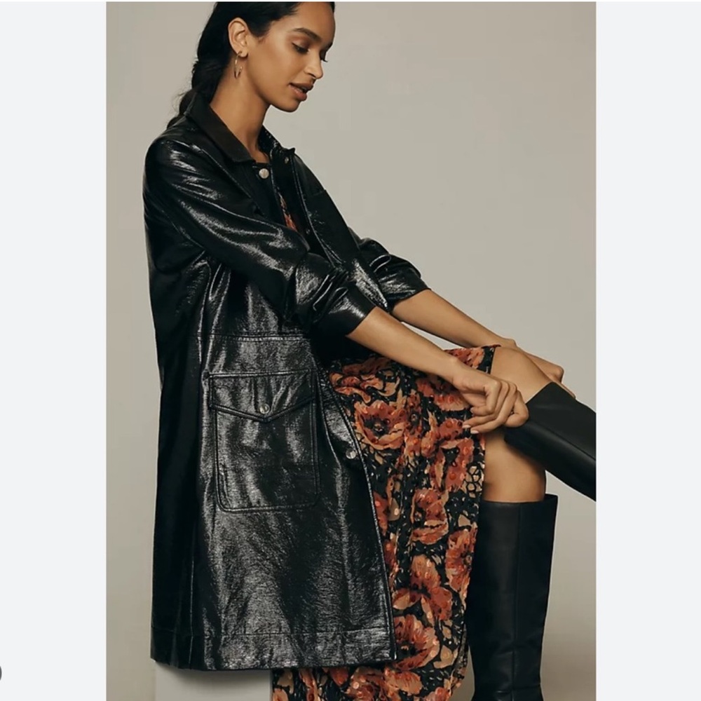 Maeve Faux Leather Crinkle Coat from Anthropologie